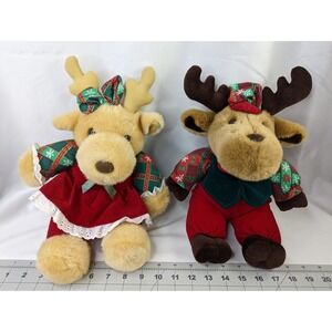Christmas Moose Plush Lot Boy Girl 13 Inch Velvet Outfits Stuffed Animal Toy